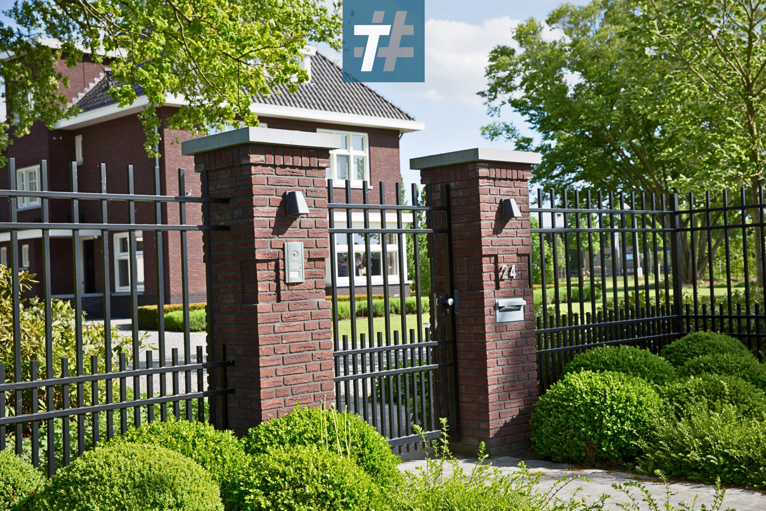 Moderne tuinpoort spijlen en tuinhek spijlen